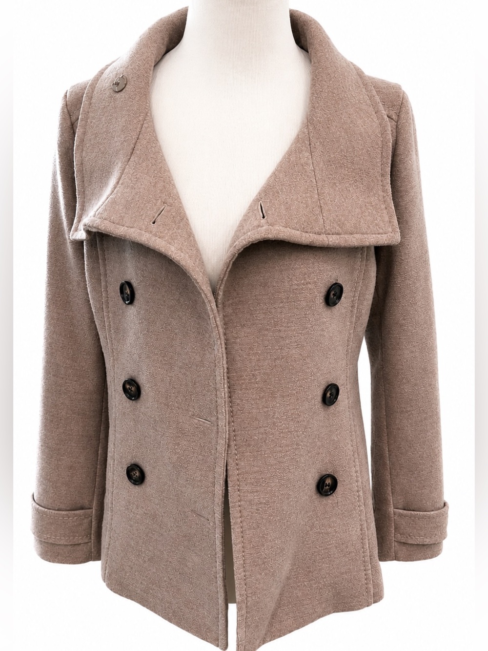 H&M Taupe Double-Breasted Peacoat Size 6